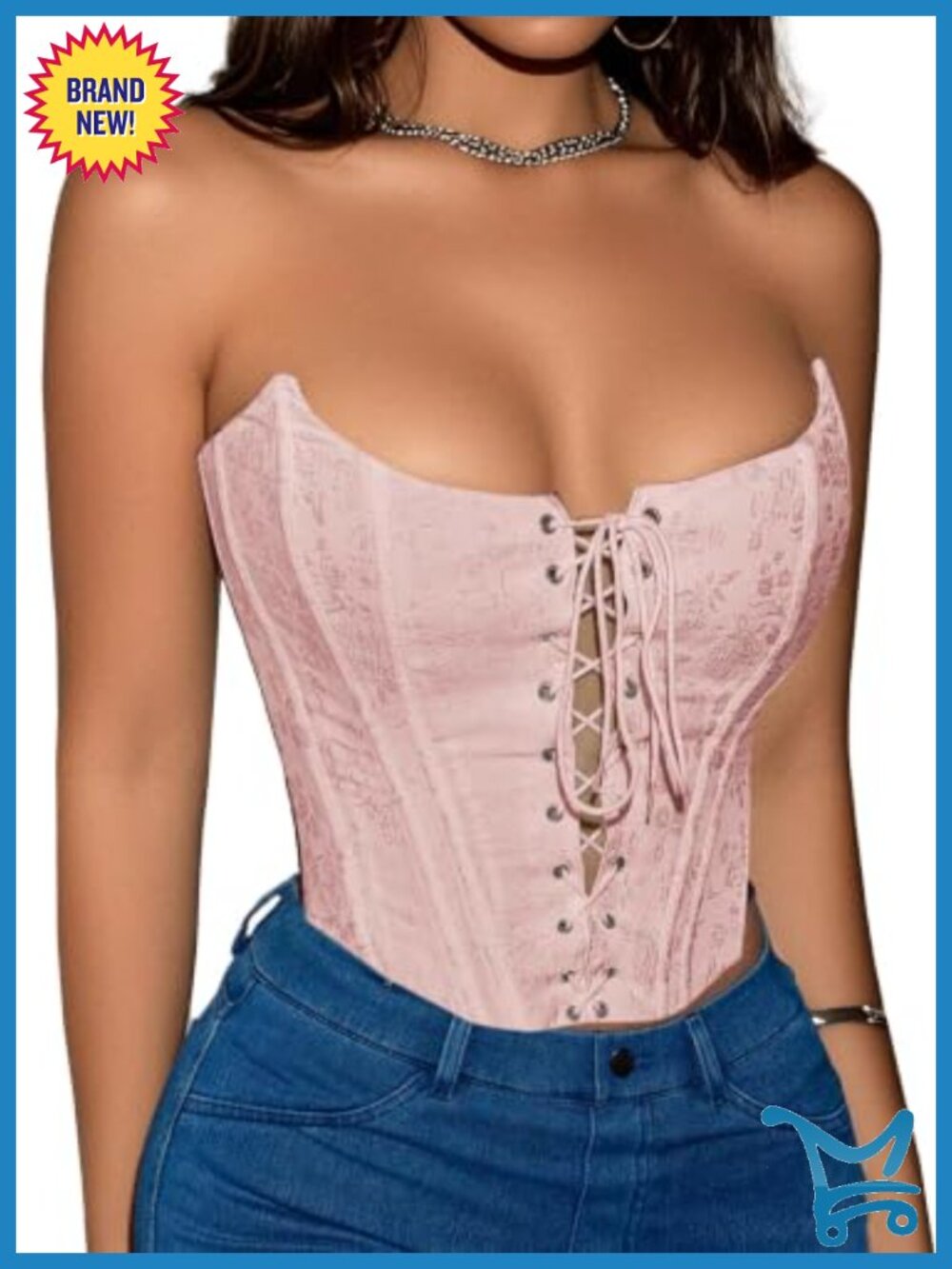 Spiral Steel Boned Lace Up Corset Top Overbust Backless Crop Bustier